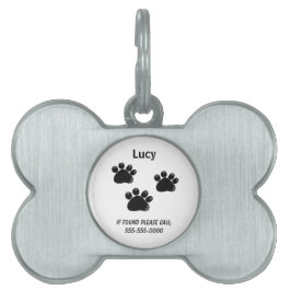 Placa Para Mascotas Pequeña etiqueta de mascota de Black Paws