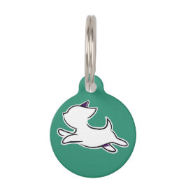 Placa Para Mascotas Pequeña etiqueta mínima de perro - White Pup on Gr