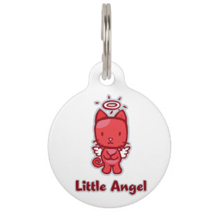 Placa Para Mascotas Pequeño ángel...Gatito diablo pequeño dibujo anima