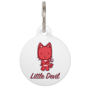 Placa Para Mascotas Pequeño ángel...Gatito diablo pequeño dibujo anima