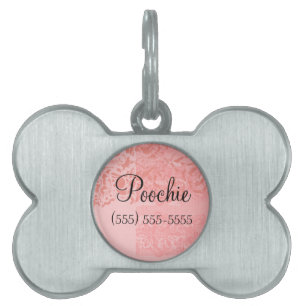 Placa Para Mascotas Pequeño colgante del cuello de perro del damasco