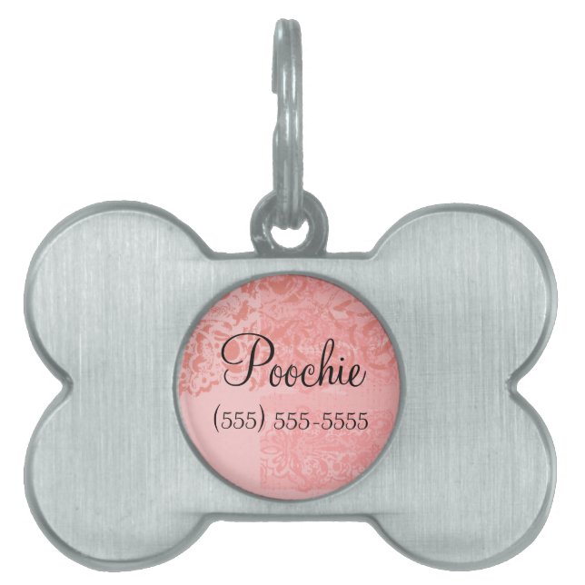 Placa Para Mascotas Pequeño colgante del cuello de perro del damasco (Frente)