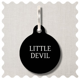 Placa Para Mascotas Pequeño Diablo Gracioso Black Dog Round Pet Tag
