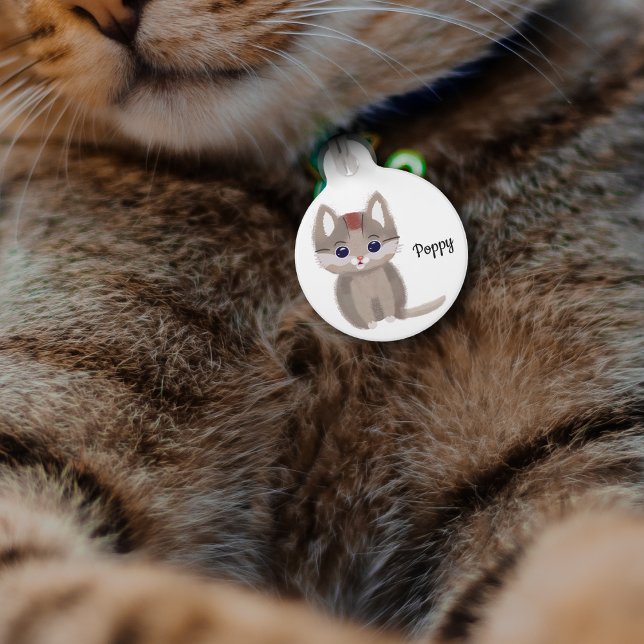 Placa Para Mascotas Pequeño gatito moreno simplista (Subido por el creador)