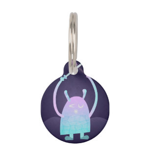 Placa Para Mascotas Pequeño Monstruo Azul