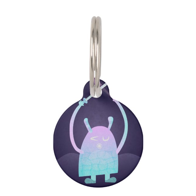 Placa Para Mascotas Pequeño Monstruo Azul (Anverso)