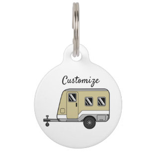 Placa Para Mascotas Pequeño Tan Caravana Camper Thunder_Cove