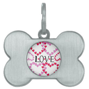 Placa Para Mascotas Pequeños corazones Amor Rojo Rosa