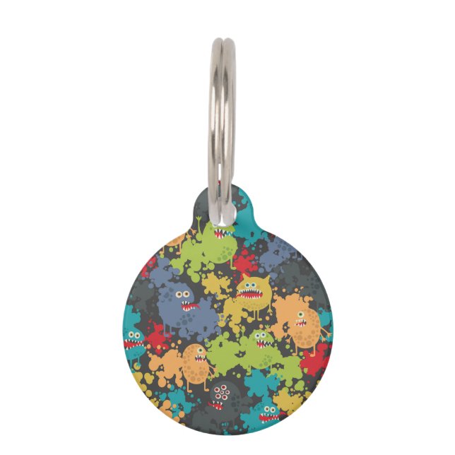 Placa Para Mascotas Pequeños monstruos graciosos (Anverso)