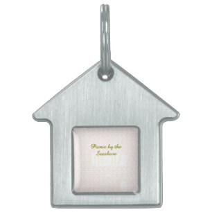 Placa Para Mascotas Pergamino del corazón de picnic junto al mar