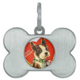 Placa Para Mascotas Perrito hermoso de Boston Terrier de la tarjeta