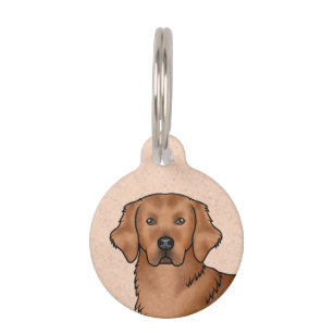 Placa Para Mascotas Perrito Retriever Dorado Rojo Cabeza Cute Retrato