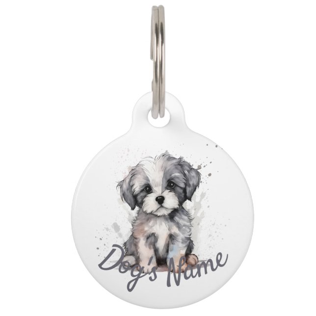 Placa Para Mascotas Perrito Shih-tzu (Anverso)