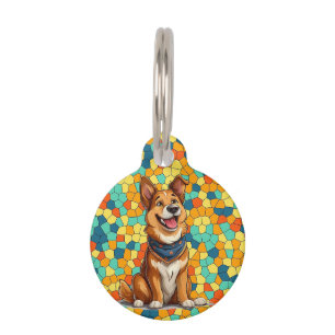 Placa Para Mascotas Perro alegre de estilo cartoon