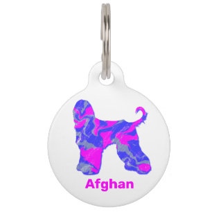 Placa Para Mascotas Perro anillado caliente rosa y azul blanco