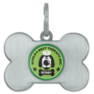 Placa Para Mascotas Perro auxiliar de la terapia del mundo