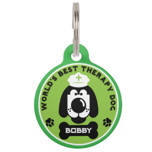 Placa Para Mascotas Perro auxiliar de la terapia del mundo