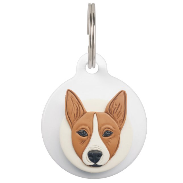Placa Para Mascotas Perro Basenji 3D inspirado (Anverso)