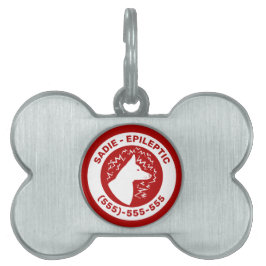Placa Para Mascotas Perro blanco con alerta de epilepsia e información