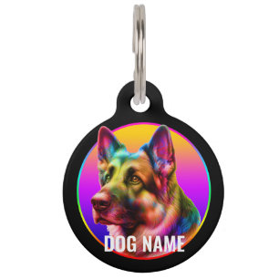 PLACA PARA MASCOTAS PERRO BONITO ARCOÍRIS COLORIDO