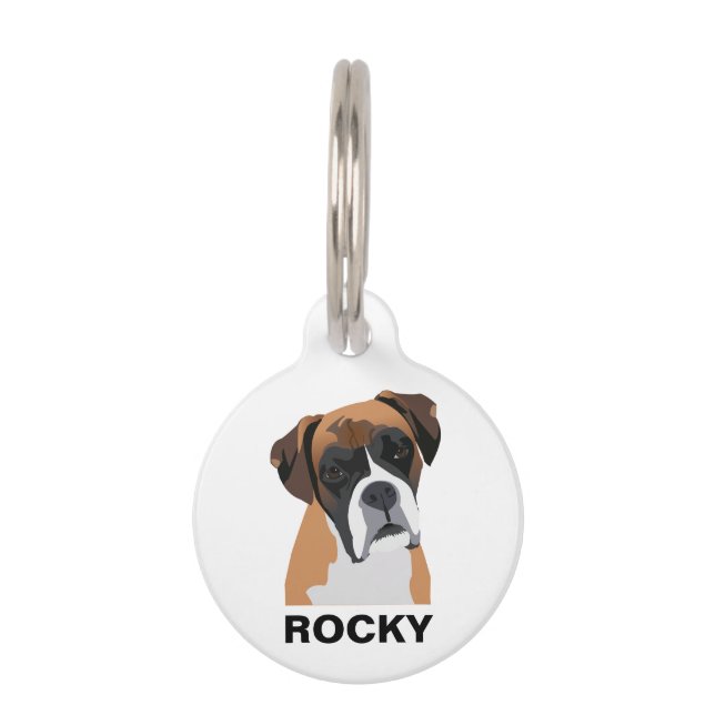 Placa Para Mascotas Perro Boxer Personalizado (Anverso)