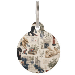 Placa Para Mascotas Perro British Cottagecore 