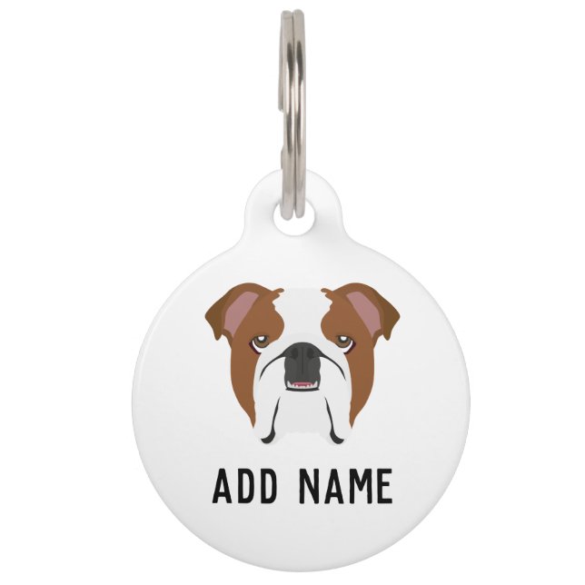 Placa Para Mascotas Perro Bulldog británico (Anverso)
