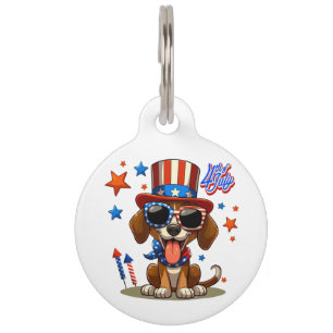Placa Para Mascotas Perro/cachorro lindo, patriótico, 4 de julio