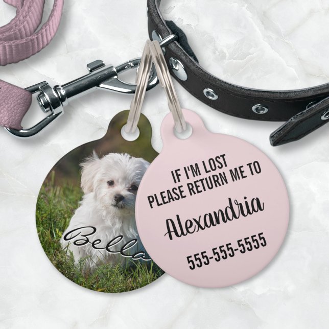Placa Para Mascotas Perro Cachorro Personalizado Foto Nombre Número (Custom Puppy Dog Personalized Photo Name Number Pet ID Tag (front and back))