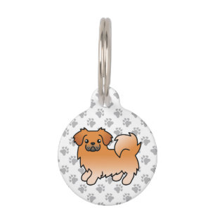 Placa Para Mascotas Perro Cartoon Tibetano Spaniel Rojo & Información