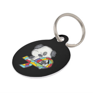 Placa Para Mascotas Perro con cinta de sensibilización sobre autismo
