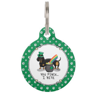 Placa Para Mascotas Perro Dachshund (negro y marrón) del Día de San Pa