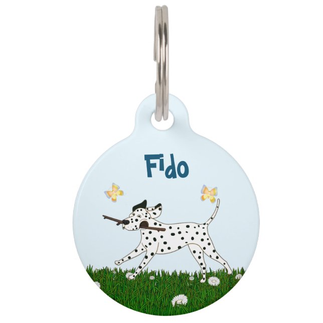 Placa Para Mascotas Perro Dalmaciano saliente (Anverso)