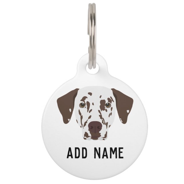 Placa Para Mascotas Perro Dalmatiano con manchas marrones (Anverso)