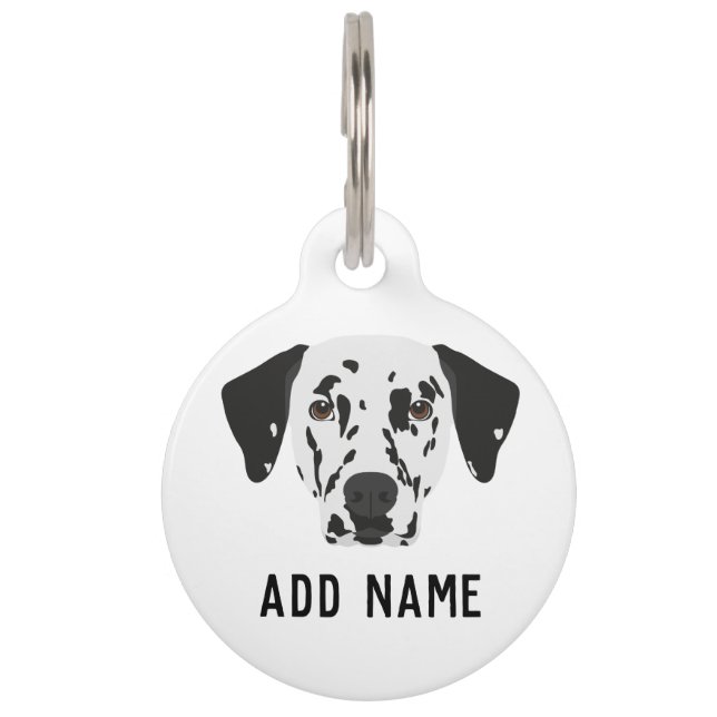 Placa Para Mascotas Perro Dalmatiano con manchas negras (Anverso)