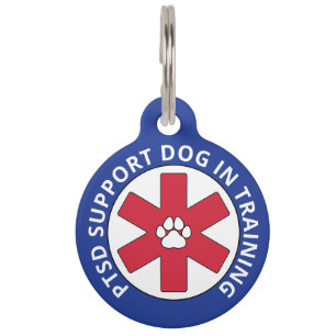 Placa Para Mascotas Perro De Apoyo A La Salud Mental Del PTSD Azul En 