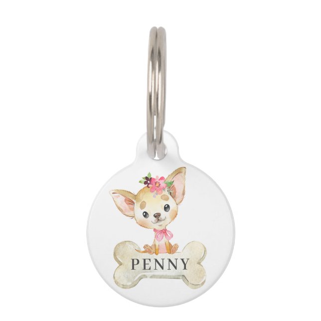Placa Para Mascotas Perro de cachorro chihuahua (Anverso)