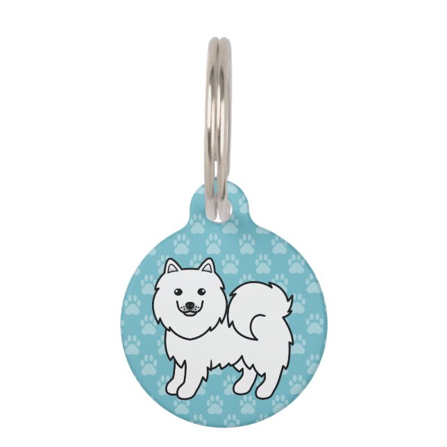 Placa Para Mascotas Perro de caricatura de Samoyed (Anverso)