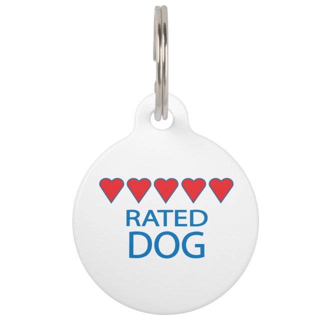 Placa Para Mascotas Perro de cinco corazones (Anverso)