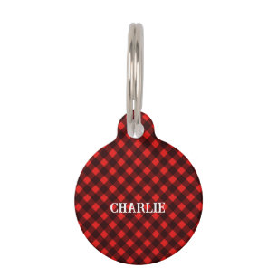 Placa Para Mascotas Perro de control rojo