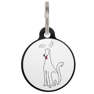 Placa Para Mascotas Perro de dibujos animados blancos felices