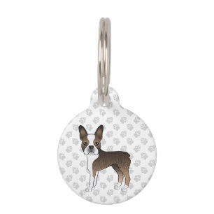 Placa Para Mascotas Perro de dibujos animados Boston Terrier atigrado 