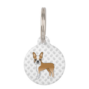 Placa Para Mascotas Perro de dibujos animados Boston Terrier cervato c