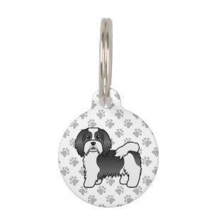 Placa Para Mascotas Perro De Dibujos Animados Havanés Blanco Y Negro &