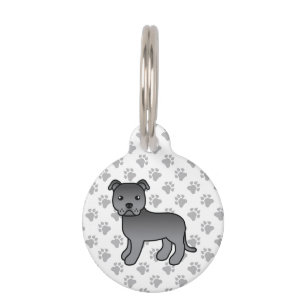 Placa Para Mascotas Perro de dibujos animados inglés Staffie azul e in