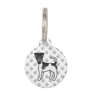 Placa Para Mascotas Perro de dibujos animados Smooth Fox Terrier negro