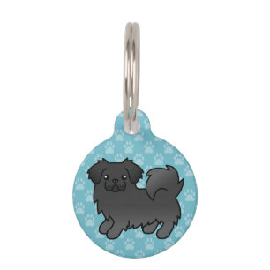 Placa Para Mascotas Perro de dibujos animados spaniel tibetano negro
