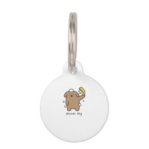Placa Para Mascotas Perro de ducha Caniche marrón Tiempo de baño Kawai