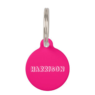 Placa Para Mascotas Perro de fucsia rosa picante lindo Información de