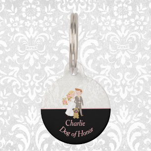 Placa Para Mascotas "Perro de honor" negro y falso encaje